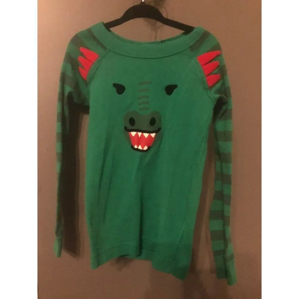 Hanna andersson size 110 5t dragon green pj top christmas